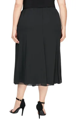 Plus Tea-Length Panel Chiffon Skirt