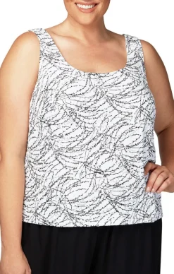 Plus Textured Mandarin Neck Glitter Knit 3/4 Sleeve Twinset