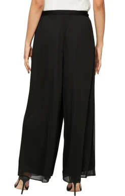 Plus-Petite Wide Leg Mesh Pant With Tie Belt