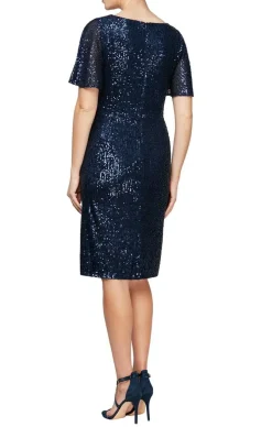 Regular - Short Surplice Neckline Dress With Knot Front Detail And Flutter Sleeves