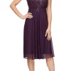 Short Cap Sleeve Empire Waist Dress With Scallop Detail & Ruched Waist