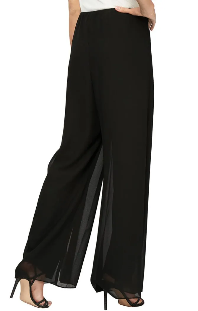 Straight Leg Pant With Georgette Split Leg Overlay
