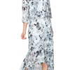 Tea-Length Floral Chiffon Jacket Dress With High/Low Tulip Hem Skirt