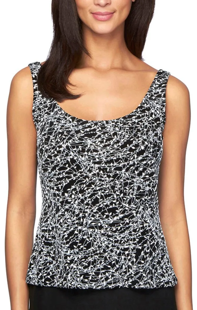 Textured Mandarin Neck Glitter Knit 3/4 Sleeve Twinset