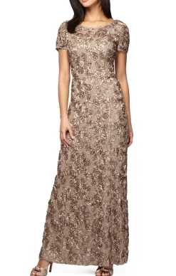 Tte A-Line Gown With Sequin Detail & Short Illusion Sleeves