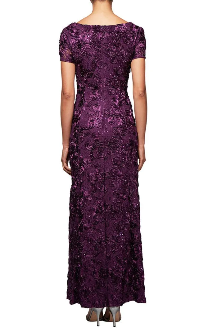 Tte A-Line Gown With Sequin Detail & Short Illusion Sleeves