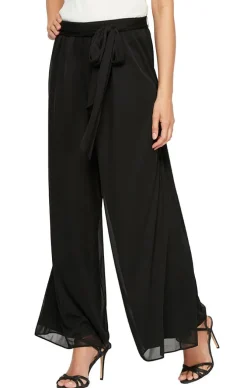 Wide Leg Mesh Pant With Tie Belt